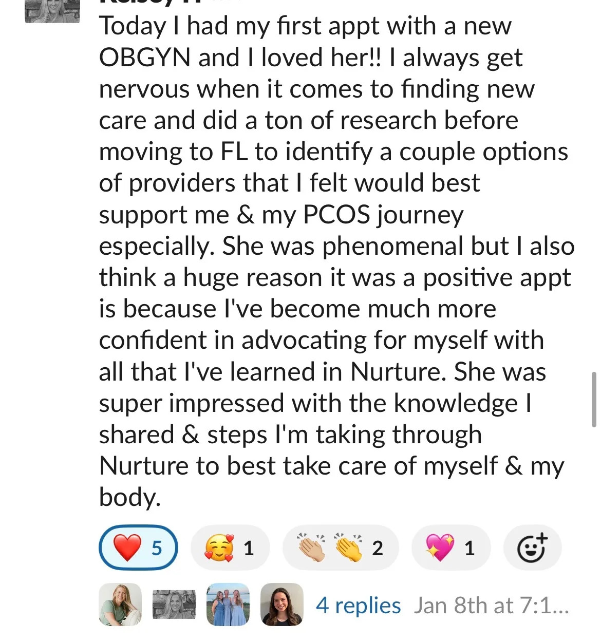 Client win shared in the Nurture community